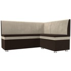 Кухонный диван «Уют», правый угол, без механизма, микровельвет, цвет коричневый / бежевый - Фото 1