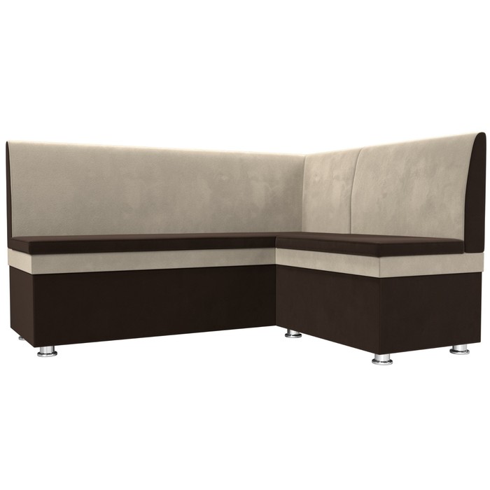 Кухонный диван «Уют», правый угол, без механизма, микровельвет, цвет коричневый / бежевый - фото 1908095323