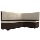 Кухонный диван «Уют», правый угол, без механизма, микровельвет, цвет коричневый / бежевый - Фото 3