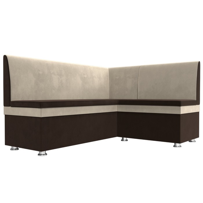 Кухонный диван «Уют», правый угол, без механизма, микровельвет, цвет коричневый / бежевый - фото 1908095325