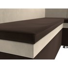 Кухонный диван «Уют», правый угол, без механизма, микровельвет, цвет коричневый / бежевый - Фото 4