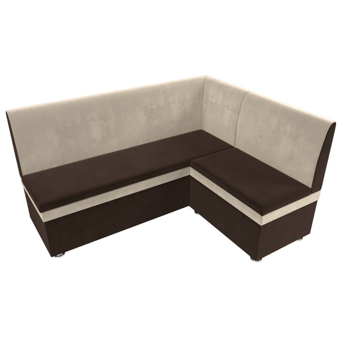 Кухонный диван «Уют», правый угол, без механизма, микровельвет, цвет коричневый / бежевый - фото 1908095327