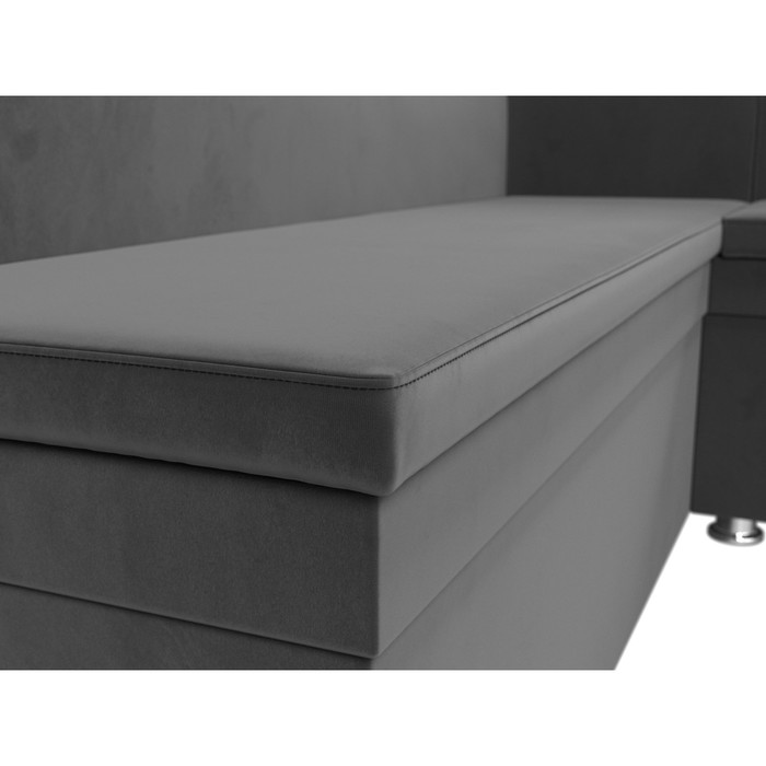 Кухонный диван «Уют», правый угол, без механизма, велюр, цвет серый - фото 1908095336