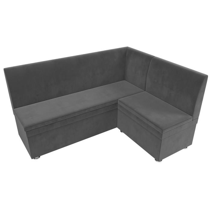 Кухонный диван «Уют», правый угол, без механизма, велюр, цвет серый - фото 1908095337