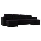 П-образный диван «Принстон», механизм еврокнижка, микровельвет, цвет чёрный - Фото 1