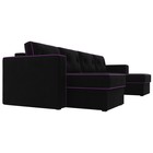 П-образный диван «Принстон», механизм еврокнижка, микровельвет, цвет чёрный - Фото 3