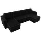 П-образный диван «Принстон», механизм еврокнижка, микровельвет, цвет чёрный - Фото 5