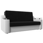 Прямой диван «Сенатор 160», механизм аккордеон, микровельвет/экокожа, цвет чёрный/белый - Фото 1
