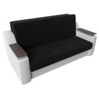 Прямой диван «Сенатор 160», механизм аккордеон, микровельвет/экокожа, цвет чёрный/белый - Фото 6