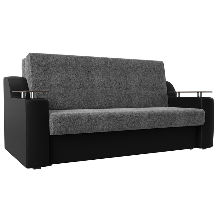 Прямой диван «Сенатор 160», механизм аккордеон, рогожка / экокожа, цвет серый / чёрный - Фото 1