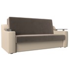 Прямой диван «Сенатор 160», механизм аккордеон, велюр/экокожа, цвет коричневый/бежевый - Фото 1