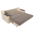 Прямой диван «Сенатор 160», механизм аккордеон, велюр/экокожа, цвет коричневый/бежевый - Фото 8