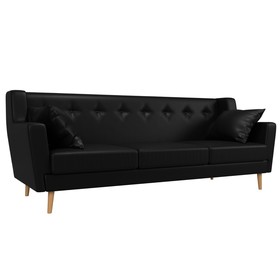 Прямой диван «Брайтон 3», без механизма, экокожа, цвет чёрный