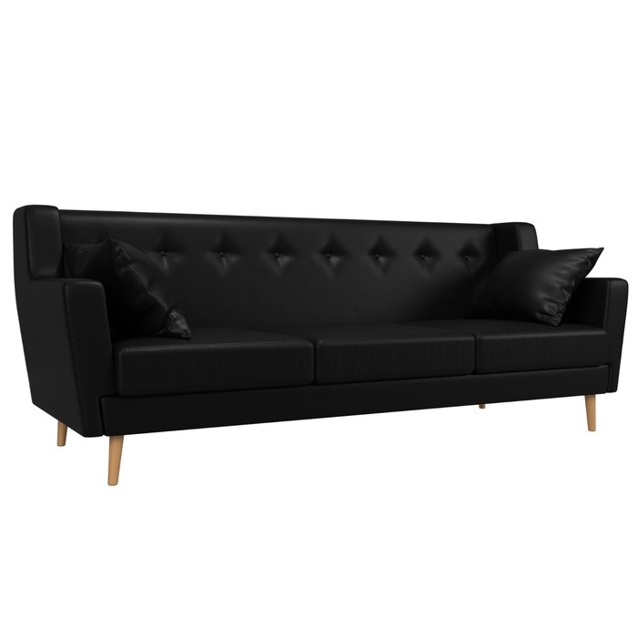 Прямой диван «Брайтон 3», без механизма, экокожа, цвет чёрный - Фото 1