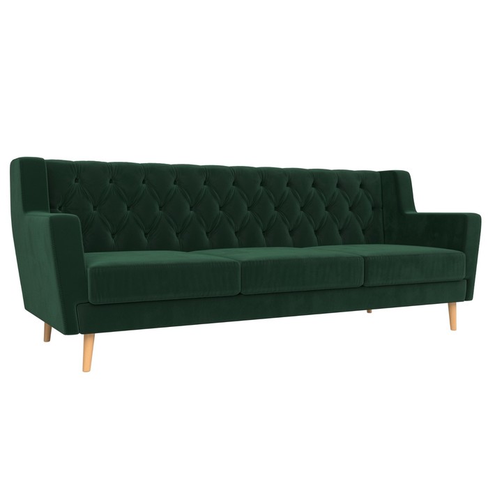 Прямой диван «Брайтон 3 Люкс», без механизма, велюр, цвет зелёный - Фото 1