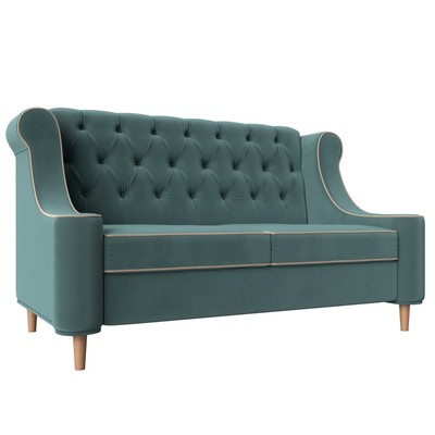 Прямой диван «Бронкс», без механизма, велюр, цвет бирюзовый, кант бежевый