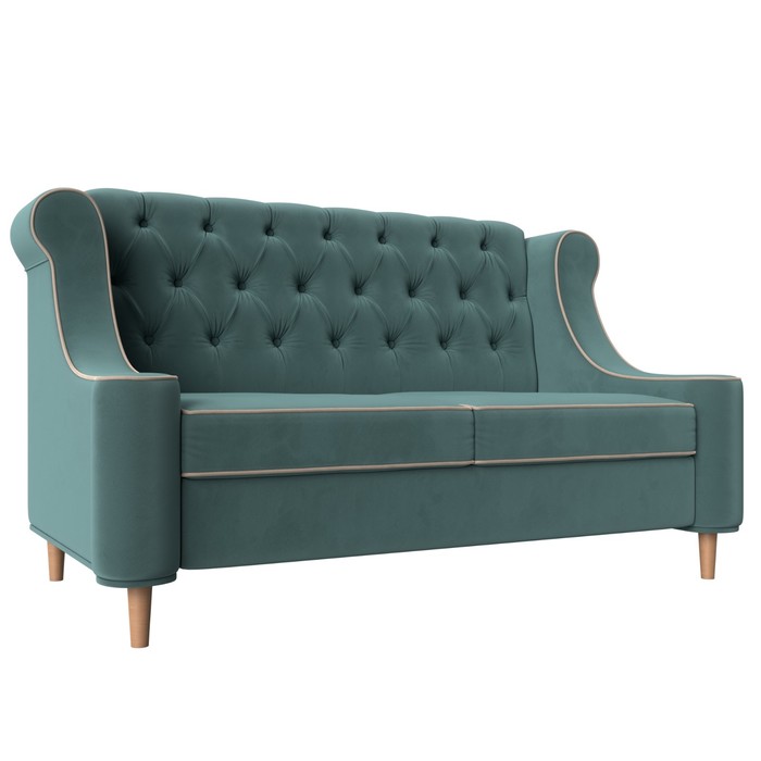 Прямой диван «Бронкс», без механизма, велюр, цвет бирюзовый, кант бежевый - Фото 1