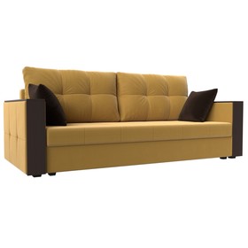 Прямой диван «Валенсия Лайт», механизм еврокнижка, микровельвет, цвет жёлтый
