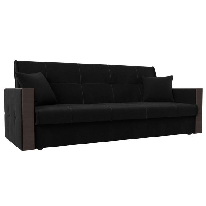 Прямой диван «Валенсия», механизм книжка, микровельвет, цвет чёрный - Фото 1