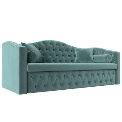 Прямой диван «Мечта», механизм дельфин, велюр, цвет бирюзовый