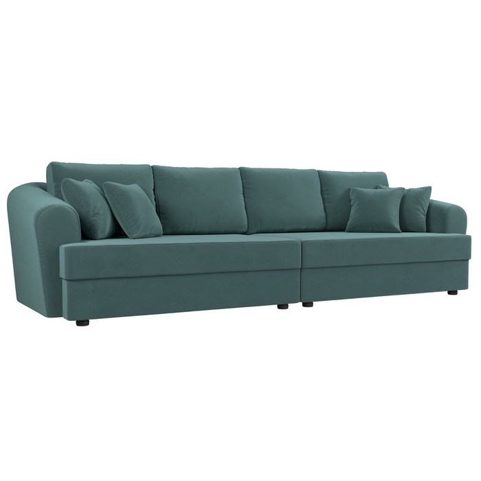Прямой диван «Милтон», механизм еврокнижка, велюр, цвет бирюзовый