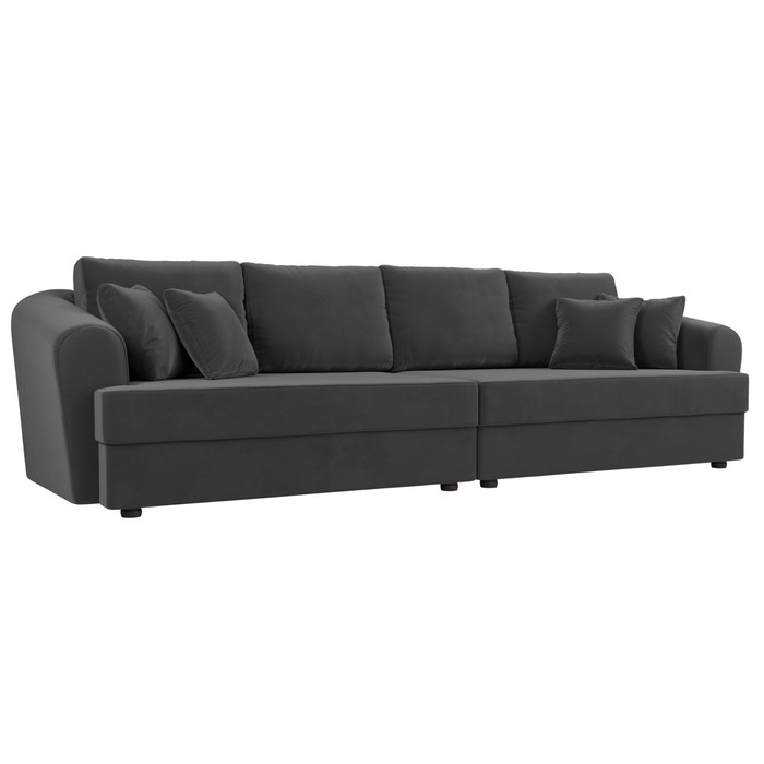 Прямой диван «Милтон», механизм еврокнижка, велюр, цвет серый