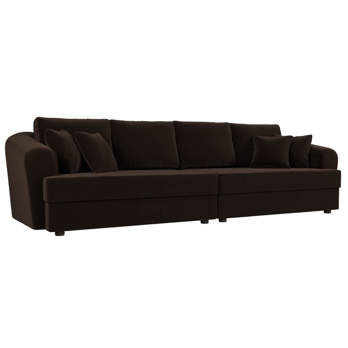 Прямой диван «Милтон», механизм еврокнижка, микровельвет, цвет коричневый