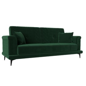 Прямой диван «Неаполь», механизм книжка, велюр, цвет зелёный