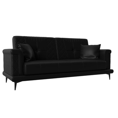 Прямой диван «Неаполь», механизм книжка, экокожа, цвет чёрный
