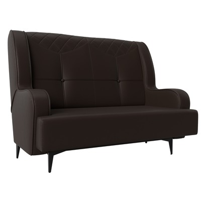 Прямой диван «Неаполь», 2-х местный, без механизма, экокожа, цвет коричневый