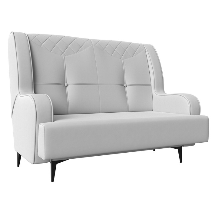 Прямой диван «Неаполь», 2-х местный, без механизма, экокожа, цвет белый