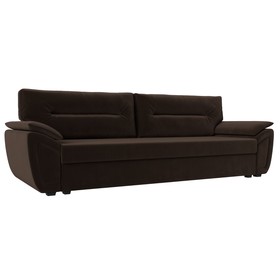 Прямой диван «Нэстор Лайт», механизм еврокнижка, микровельвет, цвет коричневый
