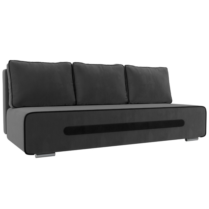 Прямой диван «Приам», механизм еврокнижка, велюр, цвет серый / чёрный - Фото 1