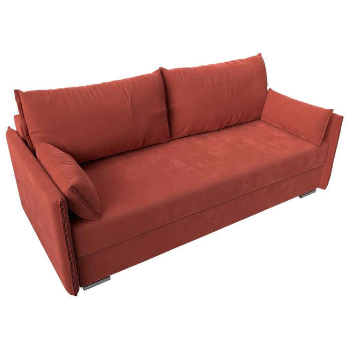 Прямой диван «Сайгон», механизм еврокнижка, микровельвет, цвет коралловый - Фото 1