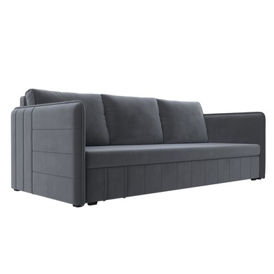 Прямой диван «Слим», механизм еврокнижка, велюр, цвет серый