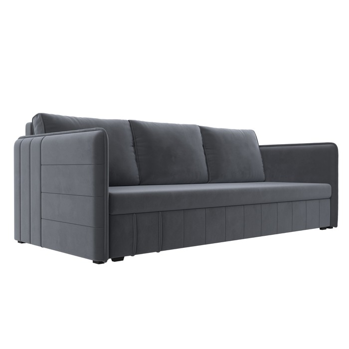 Прямой диван «Слим», механизм еврокнижка, велюр, цвет серый - Фото 1