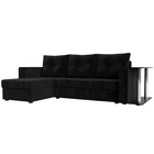 Угловой диван «Атланта Лайт», левый угол, механизм еврокнижка, велюр, цвет чёрный - Фото 1