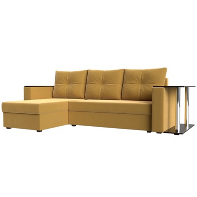 Угловой диван «Атланта Лайт», левый угол, механизм еврокнижка, микровельвет, цвет жёлтый