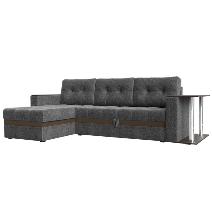 Угловой диван «Атланта М», левый, дельфин, рогожка, цвет серый / вставка коричневая - Фото 1