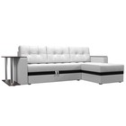 Угловой диван «Атланта М», правый, дельфин, экокожа, цвет белый / вставка чёрная - Фото 1