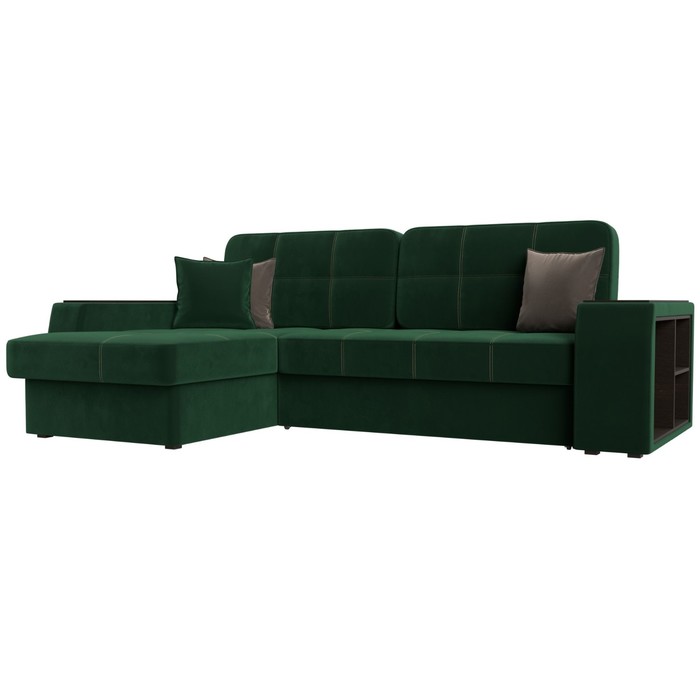 Диван угловой «Брюссель», левый, механизм дельфин, велюр, цвет зелёный - Фото 1