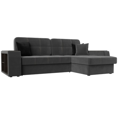 Диван угловой «Брюссель», правый, механизм дельфин, велюр, цвет серый