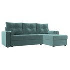 Угловой диван «Верона Лайт», еврокнижка, правый угол, велюр, цвет бирюзовый - Фото 1