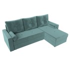 Угловой диван «Верона Лайт», еврокнижка, правый угол, велюр, цвет бирюзовый - Фото 5