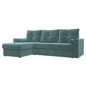 Угловой диван «Верона», левый угол, механизм дельфин, велюр, цвет бирюзовый