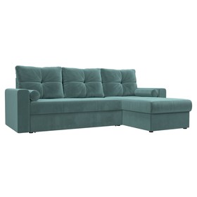 Угловой диван «Верона», правый угол, механизм дельфин, велюр, цвет бирюзовый