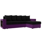 Угловой диван «Дубай Лайт», еврокнижка, угол правый, микровельвет, чёрный / фиолетовый - Фото 1