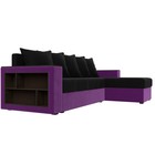 Угловой диван «Дубай Лайт», еврокнижка, угол правый, микровельвет, чёрный / фиолетовый - Фото 3