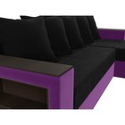 Угловой диван «Дубай Лайт», еврокнижка, угол правый, микровельвет, чёрный / фиолетовый - Фото 4