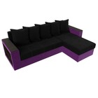 Угловой диван «Дубай Лайт», еврокнижка, угол правый, микровельвет, чёрный / фиолетовый - Фото 5